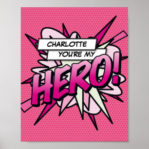 Poster Personnalisé Vous êtes mon HERO Comic Book Pop Art