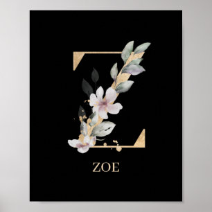 Poster personnalisé Z Monogram Floral