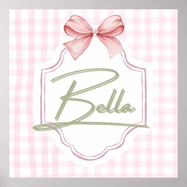Poster Personnalisée Bella Baby Girl Nursery Bow&En vichy (Devant)