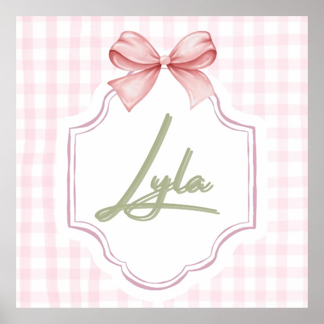 Poster Personnalisée Lyla Baby Girl Nursery Bow&En vichy (Devant)