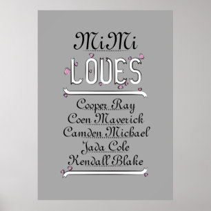 Poster Personnalisée, Mimi aime ses grands