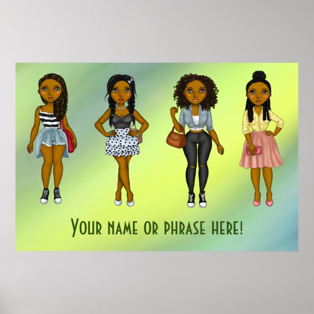 Poster Personnalisée Sassy Diva Femmes Green Ombre (Devant)