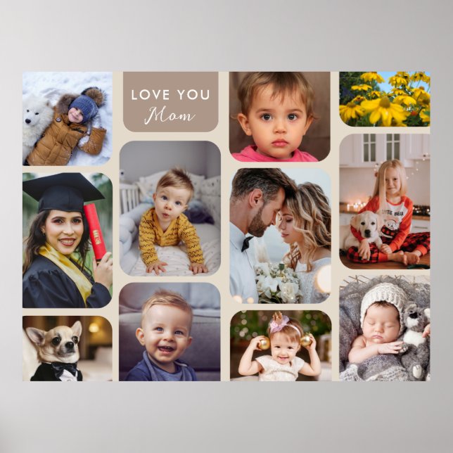 Poster Personnaliser 11 Photos Taupe Amour Moderne Maman (Devant)