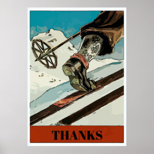 Poster Personnaliser, ajouter du texte,Mountain Snow Ski