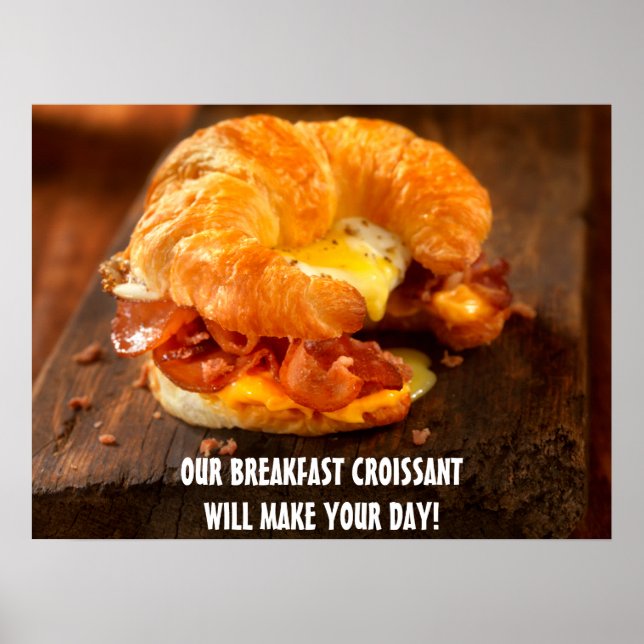 Poster Personnaliser Bacon Egg Fromage Croissant Restaura (Devant)