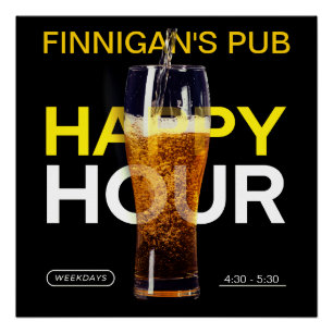 Poster Personnaliser Bar Pub Maison Publique Bière Happy 