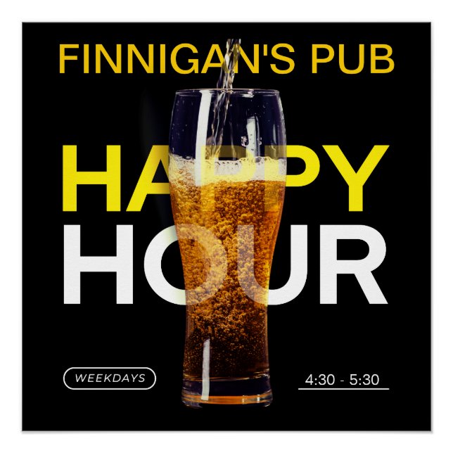 Poster Personnaliser Bar Pub Public House Bière Happy Hou (Devant)