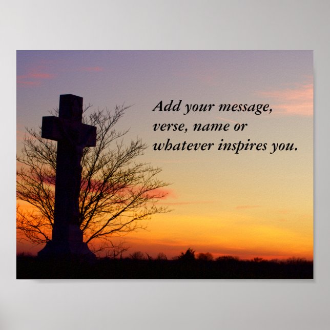 Poster (Personnaliser) Croix sainte au coucher du soleil (Devant)