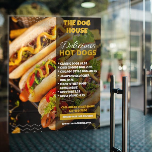 Poster Personnaliser Delicious Hotdogs Restaurant Petite  (Créateur téléchargé)