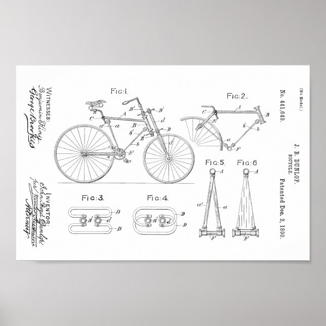 Poster personnaliser d'impression de 1890 Vintage Brevet  (Devant)