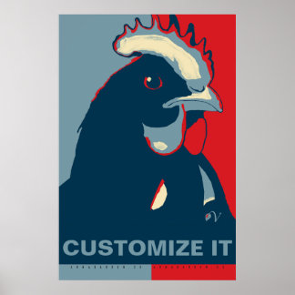 Poster PERSONNALISER IT Rouge Blanc Bleu Pop Art Poulet P