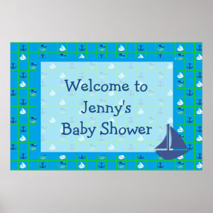 Poster Personnaliser l'affiche Baby shower des voiliers n