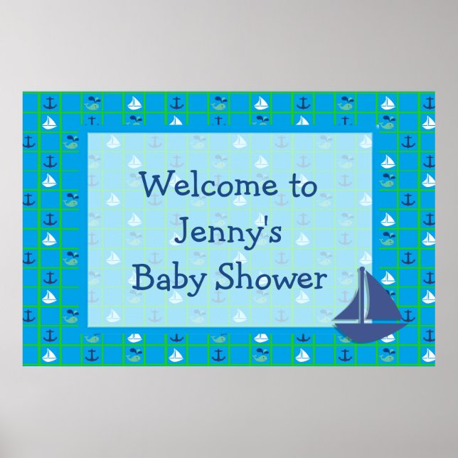 Poster Personnaliser l'affiche Baby shower des voiliers n (Devant)
