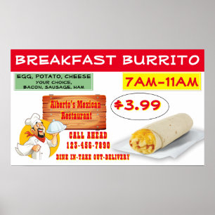 Poster Personnaliser Mexicaine Restaurant Petit déjeuner 