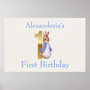 Poster Personnaliser Pierre le lapin Premier anniversaire