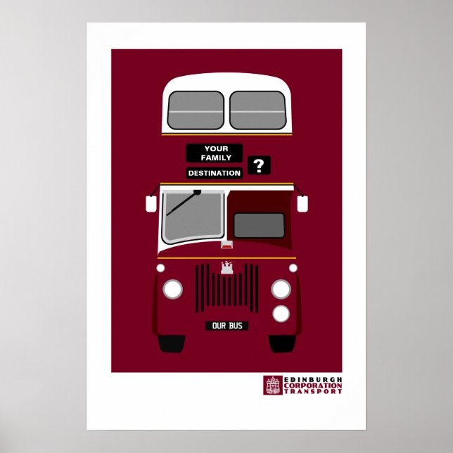 Poster Personnaliser Vintage Edimbourg Double Decker bus  (Devant)
