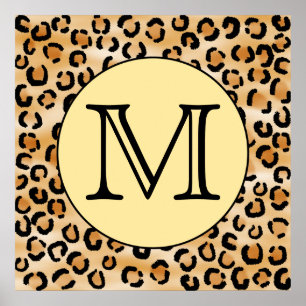 Poster Personnalized Monogram Leopard Print Pattern