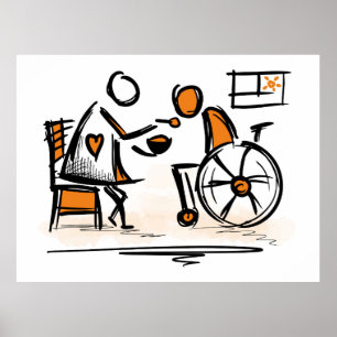 Poster Personne en fauteuil roulant. Hôpital/foyer de soi
