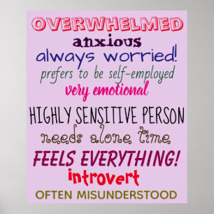 Poster PERSONNE HAUTEMENT SENSIBLE Traits Words Design