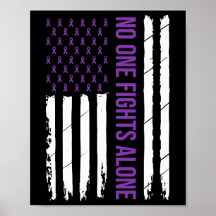 Poster Personne ne se bat seul Ruban violet Alzheimer's A