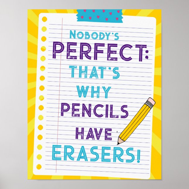Poster Personne n'est parfait, c'est pourquoi les crayons (Devant)