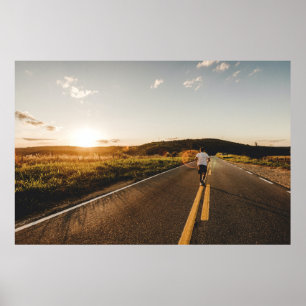 Poster Personne qui court sur la route le matin