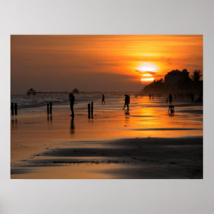 Poster Personnes sur la plage océanique