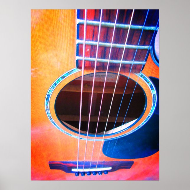 Poster Perspective guitare acoustique Couleurs de la musi (Devant)