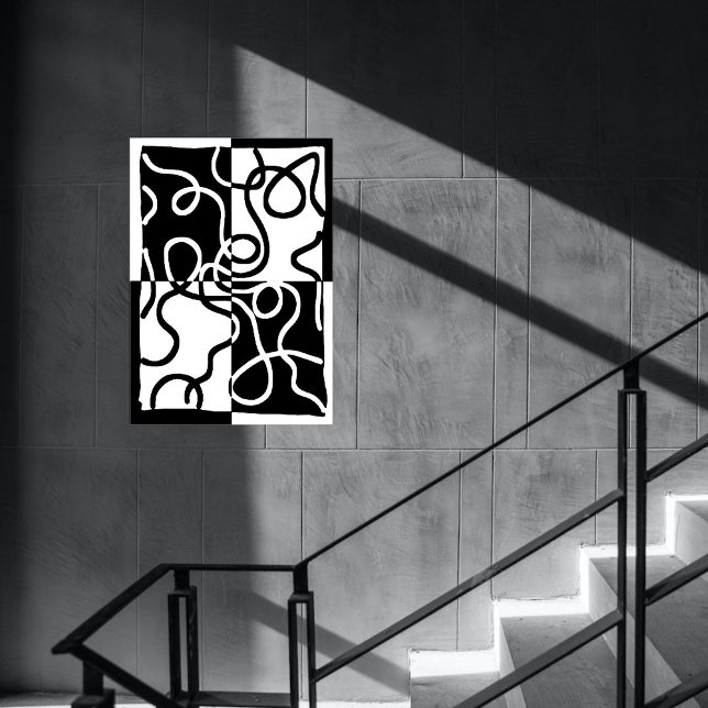 Poster Persuasion linéaire II : noir et blanc Abstrait (Créateur téléchargé)