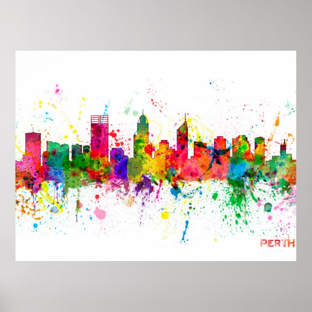 Poster Perth Australia Skyline (Devant)