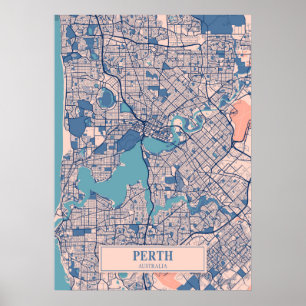 Poster Perth - Australie Breezy City Map 