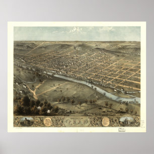 Poster Peru Indiana 1868 Antique Panoramic Map