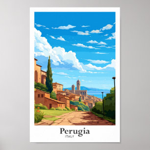 Poster Perugia Italie Vintage voyage d'art