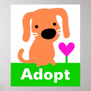 Poster Pet Adoption - Orange Dog & Heart