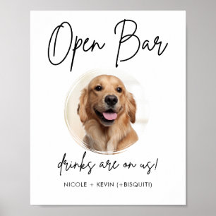 Poster Pet Dog Mariage Open Bar Boissons Signal