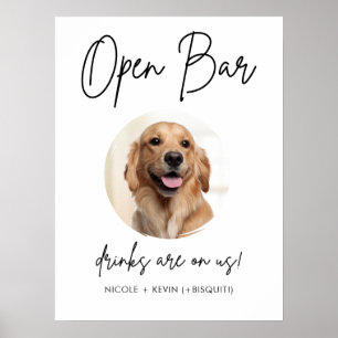 Poster Pet Dog Mariage Open Bar Boissons Signal