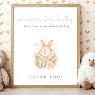 Poster Pet Lapin Prières pour Bébé à la Baby Shower