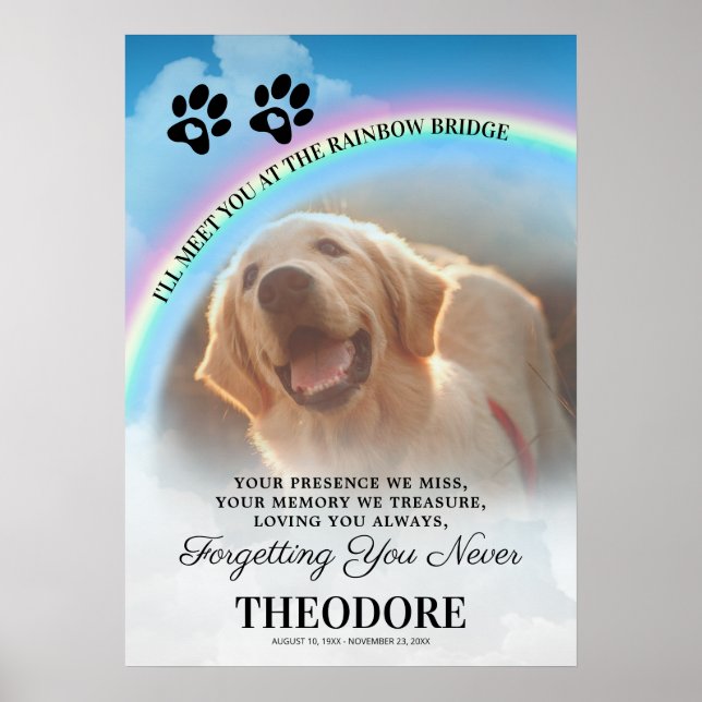 Poster Pet Memorial Rainbow Bridge (Devant)
