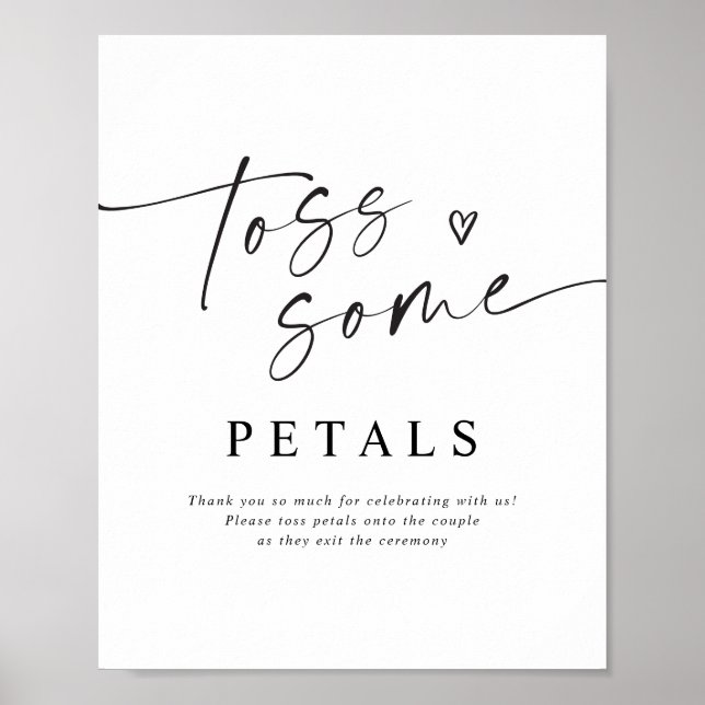 Poster Petal Toss Modern Handwritten Wedding Sign (Devant)