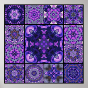 Poster Pétales à fleurs violet et bleu Iris, Montage en m