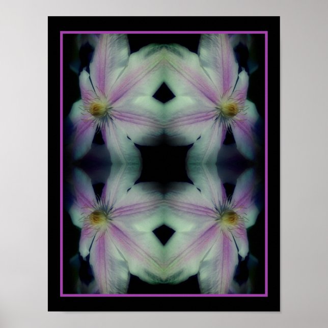 Poster Pétales De Fleur Clematis Gros Plan Vers Le Haut A (Devant)
