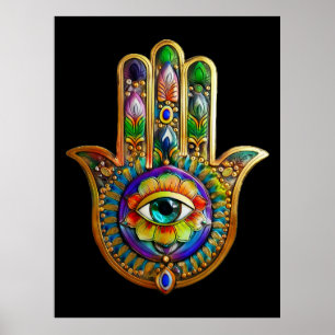 Poster Pétales de fleurs colorées Turquoise Troisième oei