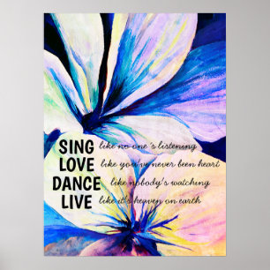 Poster Pétales de lis persans à l'aquarelle Inspirant