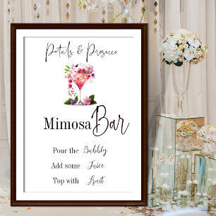 Poster Pétales et Prosecco Fête des mariées rose barre de