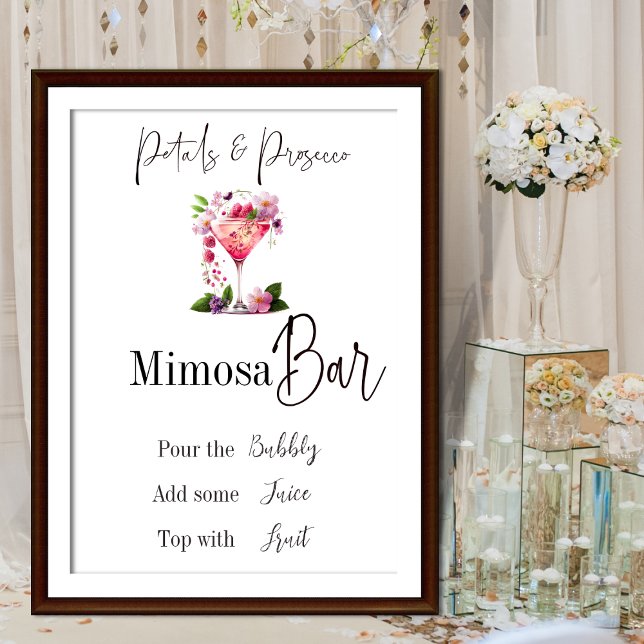 Poster Pétales et Prosecco Fête des mariées rose barre de (Créateur téléchargé)