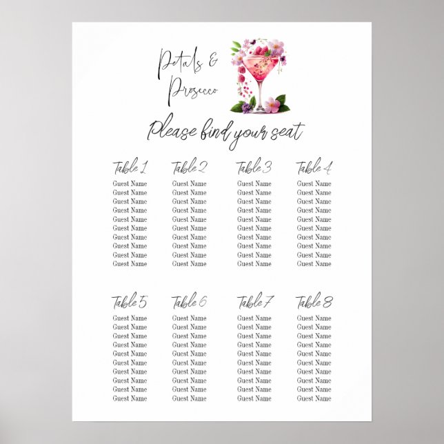 Poster Pétales & Procuco Fête des mariées florale Siège (Devant)