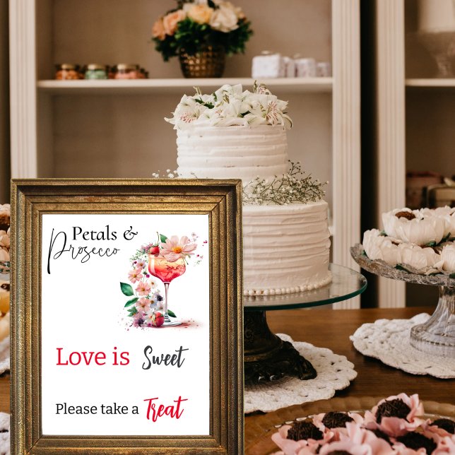 Poster Pétales Prosecco Fête des mariées Florale Favorise (Créateur téléchargé)