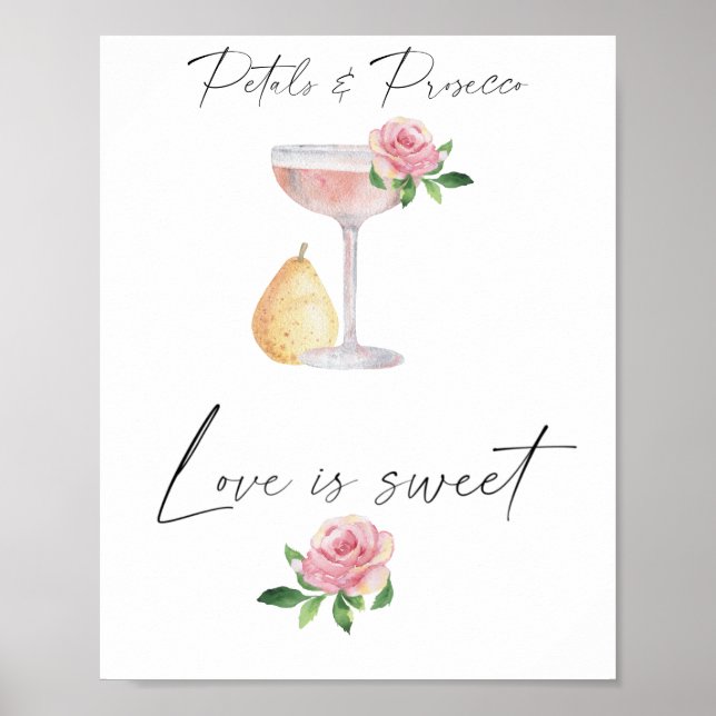 Poster Pétales & Prosecco - l'amour est doux prendre un r (Devant)
