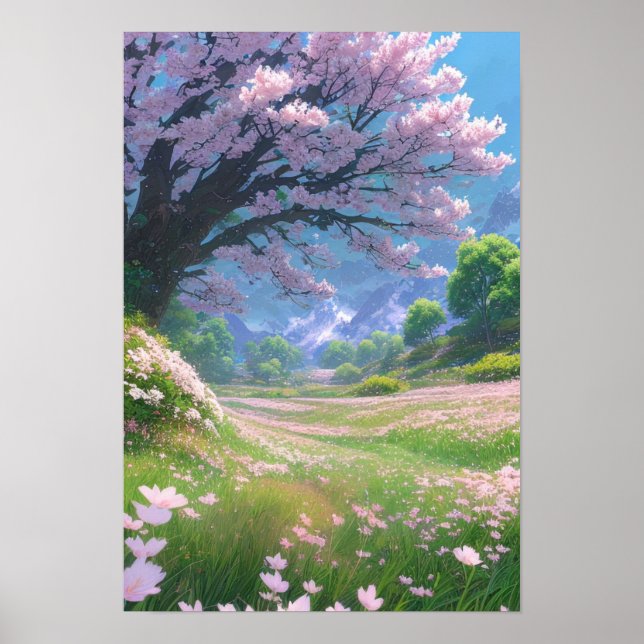 Poster Pétales roses du printemps (Devant)