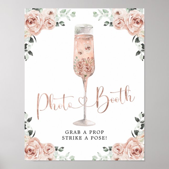 Poster Pétales Roses Roses Dusty Prosecco Booth (Devant)